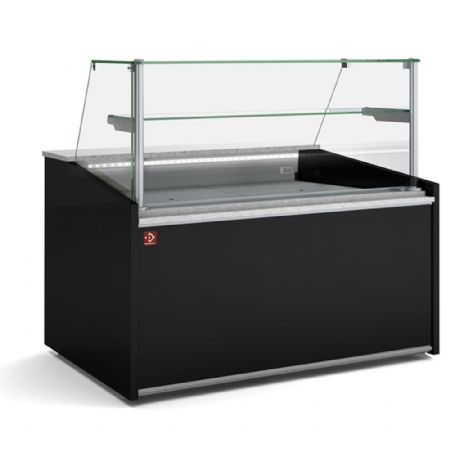 Vitrine de comptoir neutre, vitre haute, avec rserve neutre - Noir  1035x1000x1290 mm