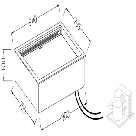 Option: Bacs encastrables intgres rfrigres ventiles_euronorm 900x755xH300 mm