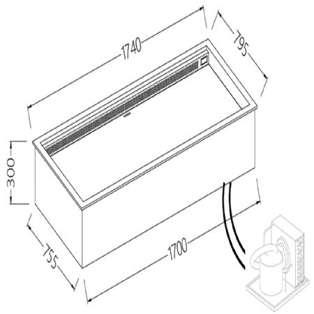 Option: Bacs encastrables intgres rfrigres ventiles_euronorm 1700x755xH300 mm