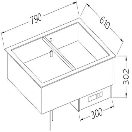 Elment bain-marie 2 GN 1/1 790x610x302 mm