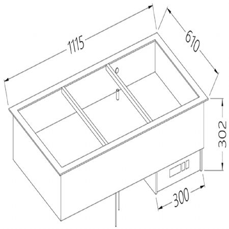 Elment bain-marie 3 GN 1/1 1115x610x302 mm