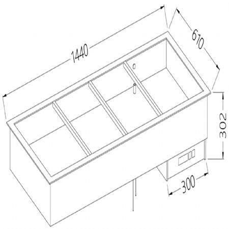 Elment bain-marie 4x GN 1/1 1440x610x302 mm