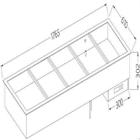 Elment bain-marie 5X GN 1/1 1765x610x302 mm