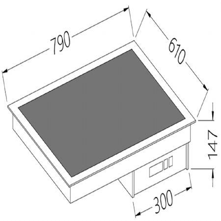 Elment Vitrocramique noire 2x  GN 1/1 790x610x147 mm