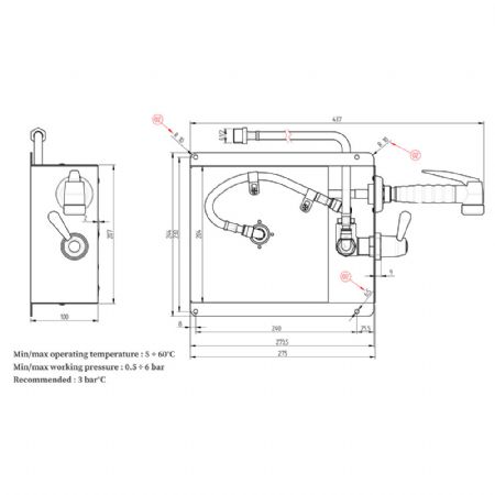 Douchette avec enrouleur automatique 1,8Mt 228x110x115 mm