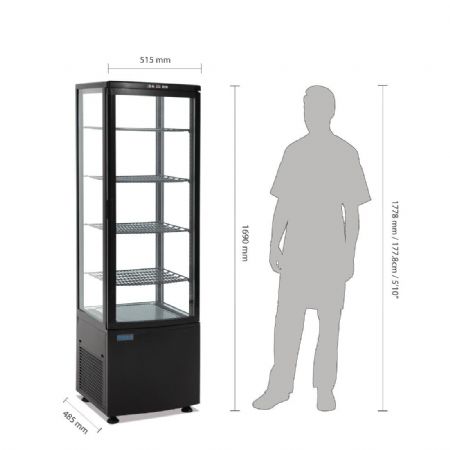 Vitrine rfrigre avec portes incurves noire 235 litres - 515x485x1690 mm