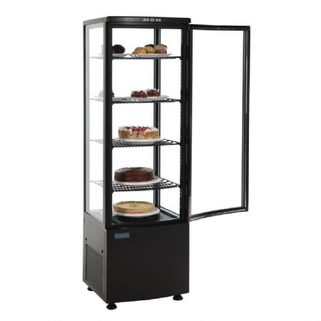 Vitrine rfrigre avec portes incurves noire 235 litres - 515x485x1690 mm