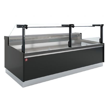 Vitrine rfrigre professionnelle noire avec rserve et 4 portes - 3285x1114x1210 mm