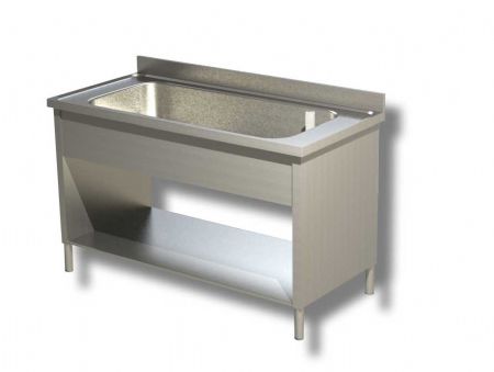 Plonge inox 1 bac avec dosseret et 1 tablette basse - 1000x700x850 mm