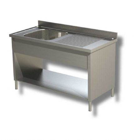 Plonge inox 1 bac avec egouttoir  droite et 1 tagre infrieure et dosseret - 1000x700x850 mm