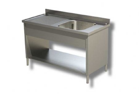 Plonge inox 1 bac avec egouttoir  gauche et 1 tagre infrieure et dosseret - 1000x700x850 mm