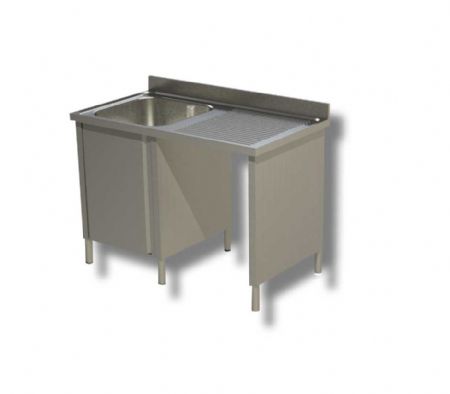 Plonge inox 1 bac avec passage lave vaisselle  droite et dosseret - 1200x600x850 mm