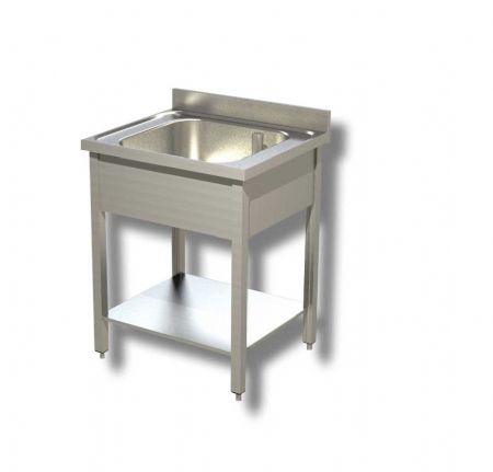 Plonge inox 430 avec 1 bac avec tagre en dessous et dosseret - 500x600x850 mm