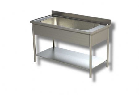 Plonge inox adosse avec 1 tagre infrieure et 1 bac - 1000x700x850 mm