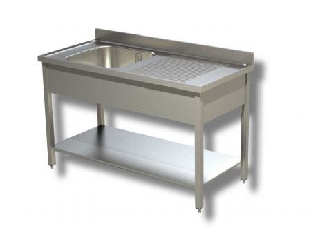 Plonge inox adoss avec 1 bac avec egouttoir  droite et 1 tagre - 1000x600x850 mm