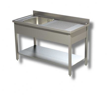 Plonge inox 1 bac 1 tagre infrieure avec egouttoir  droite et dosseret - 1000x700x850 mm