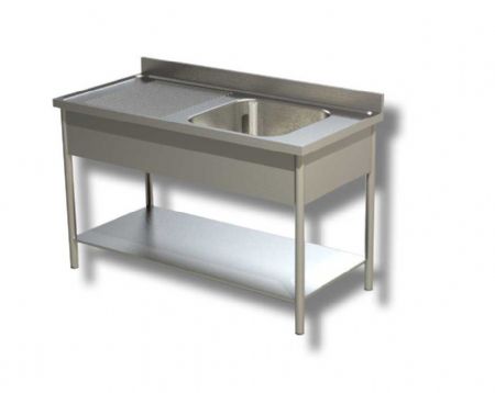 Plonge inox adoss avec 1 bac avec egouttoir  gauche et 1 tagre - 1000x600x850 mm