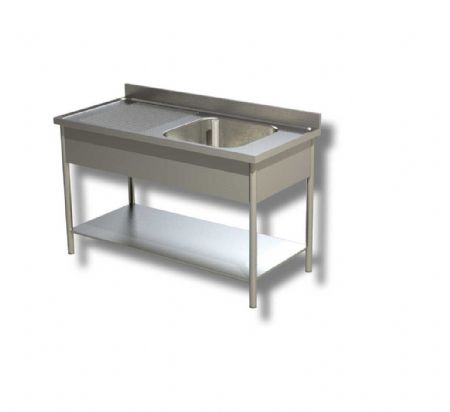 Plonge inox 1 bac avec egouttoir  gauche et 1 tagre infrieure et dosseret - 1000x700x850 mm