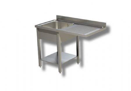 Plonge inox 1 bac avec passage lave vaisselle  droite et dosseret - 1200x600x850 mm