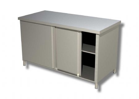 Meuble bas inox 430 avec 1 tagre et 2 portes coulissantes - 1200x600x850 mm