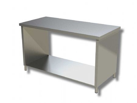 Meuble bas inox 430 central de travail avec tablette infrieure sans fond - 500x600x850 mm