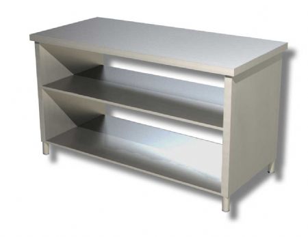 Meuble inox 430 de travail avec 2 tablettes infrieures - 400x600x850 mm