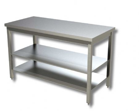 Table de travail inox 430 avec 2 tagres intermdiaires - 400x600x850 mm