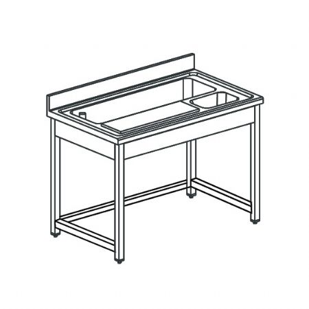 Poste de prparation  lgumes avec planche  dcouper et bac  longueur 2000 mm