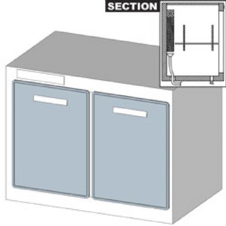 Rserve rfrigre comptoir, rfrigration ventile, 2 portes, avec groupe 1000x650x770 mm