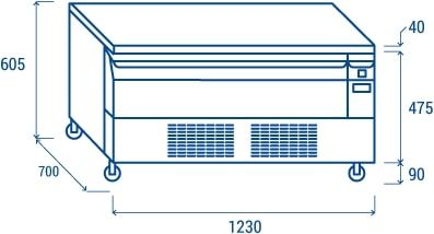 Soubassement rfrigre simple 1 tiroir coulissant commutable N.3 plateaux GN1/1  R290