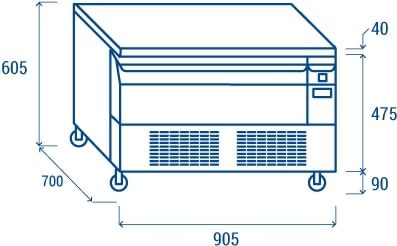 Soubassement rfrigre simple 1 tiroir coulissant commutable N.2 plateaux GN1/1  R290