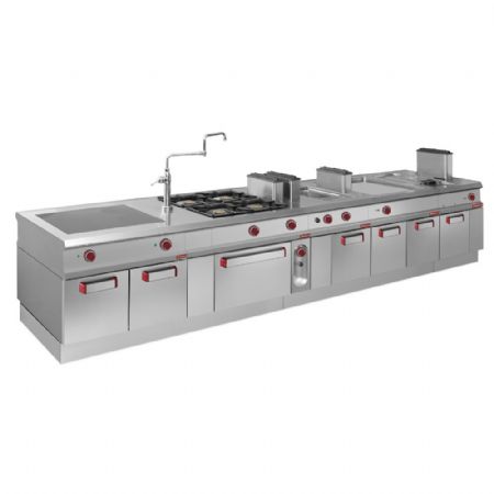 Bain-marie central lectrique 4x GN 1/3 sur armoire - 