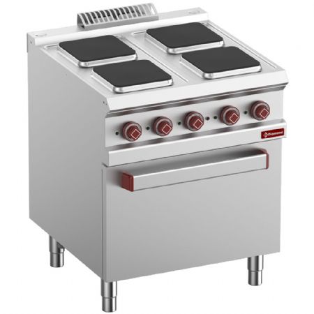 Fourneau 4 plaques carres avec four lectrique GN 2/1 et grill 157 kW