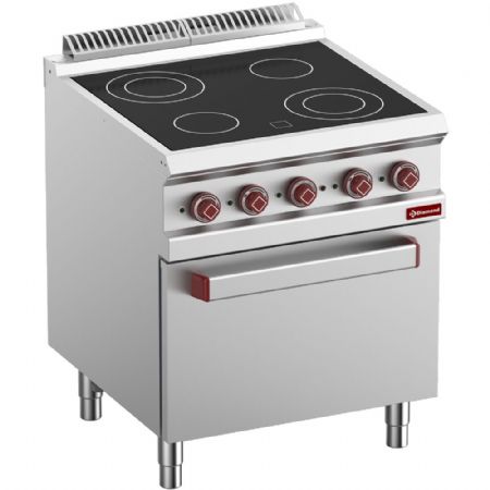 Fourneau vitrocramique 4 zones four GN 2/1 et grill lectrique 139 kW