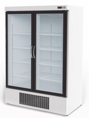 Armoire d'exposition ngative avec 2 portes vitres - intrieur et extrieur blanc - 1201 litres