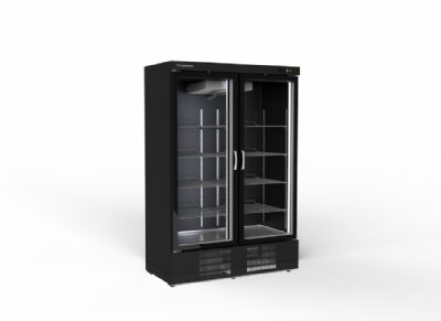 Armoire d'exposition positive avec 2 portes vitres - intrieur et extrieur noir - 1201 litres