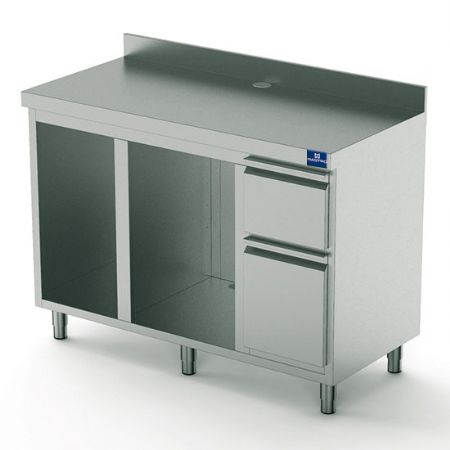 Comptoir pro de machine  caf 1500x700 mm avec tiroir tiroir  marc trmie dchets 2 compartiments