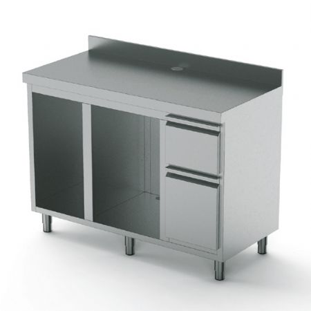 Comptoir pour machine  caf avec tiroir marc deux compartiments - 1500x1100x600 mm