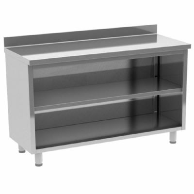 Comptoir arrière inox ouvert avec 1 tablette intermédiaire 1500x600 mm Comptoir arrière inox ouvert avec 1 tablette intermédiaire 1500x600 mm