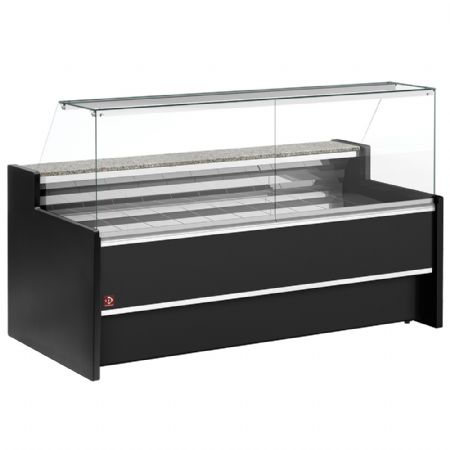 Vitrine de comptoir rfrigr  vitre droite 90, ventil, avec rserve - NOIR 1500x980x1275 mm