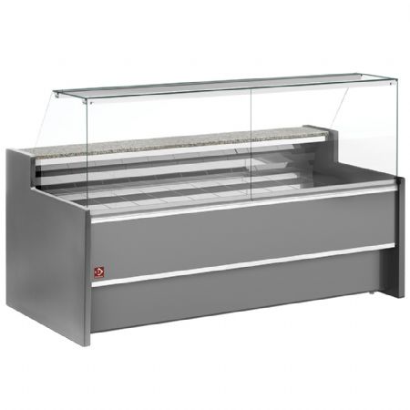 Vitrine de comptoir rfrigr  vitre droite 90, ventil, avec rserve - GRIS 1500x980x1275 mm