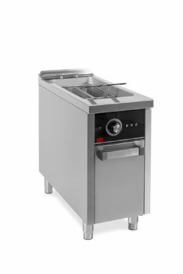 Friteuse triphas professionnelle sur placard avec porte 1 cuve 22 litres - 14 kW - 400x930x880 mm