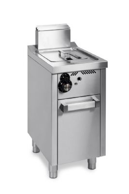 Friteuse  gaz professionnelle sur placard avec porte 1 cuve 8 litres - 7,7 kW - 400x600x1022 mm