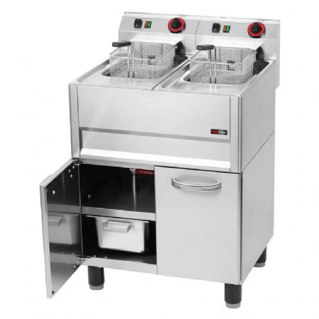 Friteuse pour cuisines professionnelles Triphase 13+13 l avec soubassement