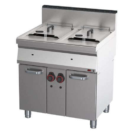 Friteuse pour cuisines professionnelles double cuve 15+15 l triphase sur coffre