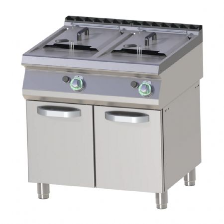 Friteuse  gaz professionnelle double cuve capacit 2x 17l sur coffre