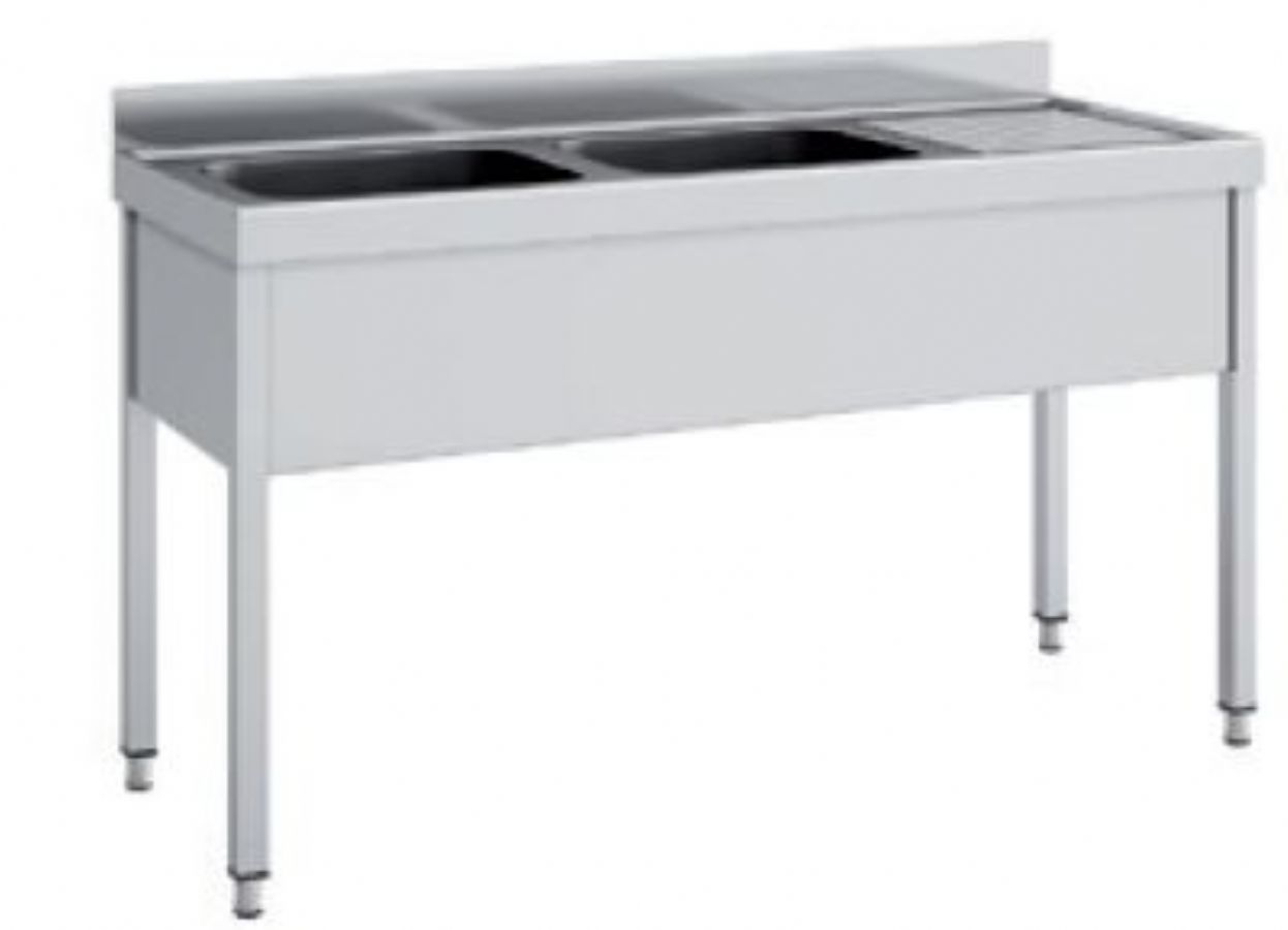 Plonge inox adosse sans tagre 1 vier  gauche - 1000x550x850 mm