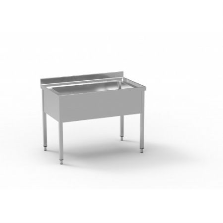 Plonge inox avec dosseret sans tagre 1 grand vier central - 1200x700x850 mm