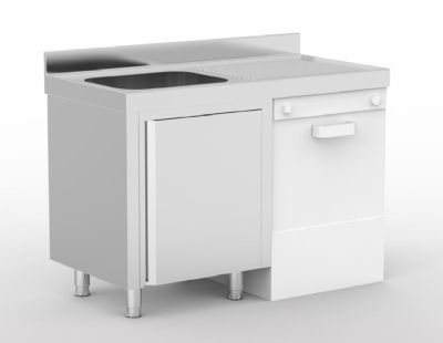 Meuble plonge inox adoss adapt pour lave-vaisselle  droite avec 1 vier - 1400x700x850 mm