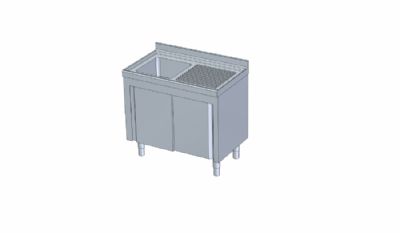 Meuble plonge inox avec dosseret sans tagre 1 vier  gauche - 1000x700x850 mm